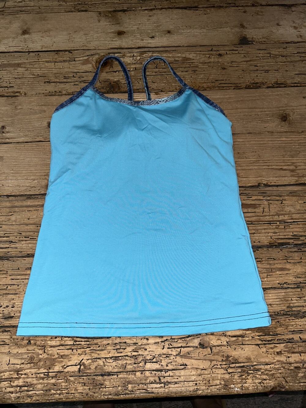 Prismsport Women’s Size XS Aqua Y-Tank W/Built In Shelf Bra *Padded